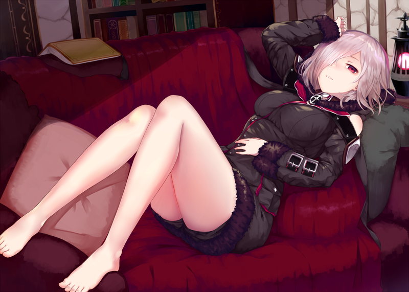 Shadowverse, barefoot, short hair, thigh-highs, red eyes, Fate Series, Fate/Grand Order, FGO, Shielder (Fate/Grand Order)
