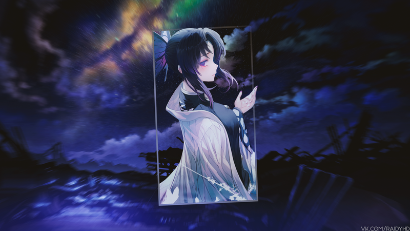 anime girls, anime, picture-in-picture, Kimetsu no Yaiba, Kochou Shinobu