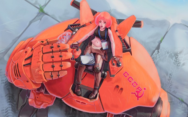 anime, anime girls, robot, futuristic