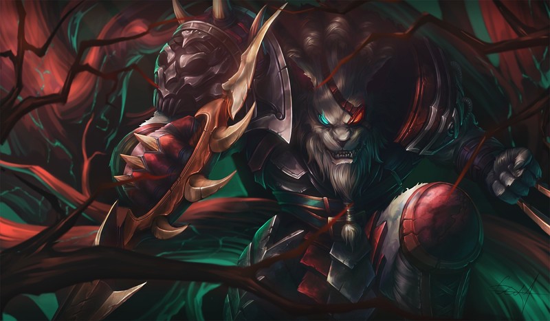 Rengar (League Of Legends), League of Legends, Rengar, artwork, fantasy art, video games, fictional characters