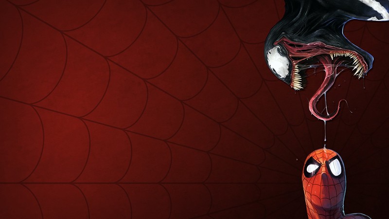 Venom, Spider-Man, artwork, spider webs, comics, Marvel Comics, superhero