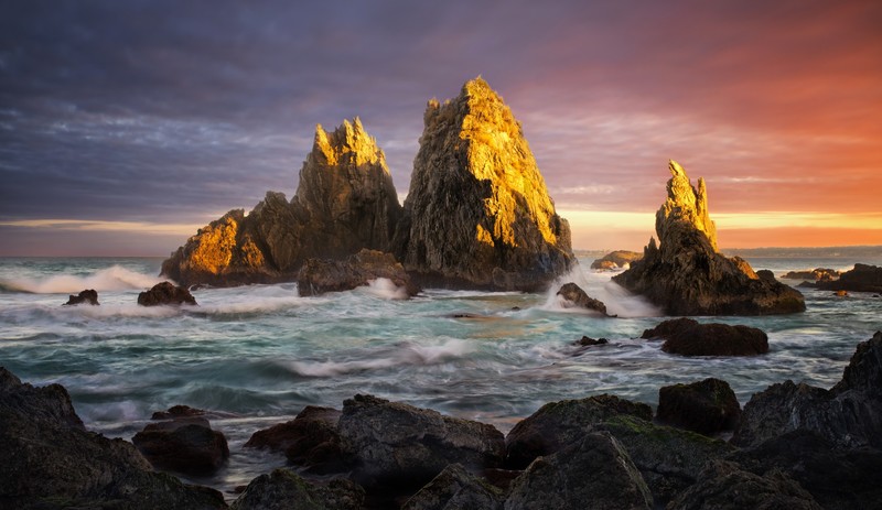 Australia, Sydney, nature, landscape, sunrise, sunset, rocks, bay, waves, stones, sky