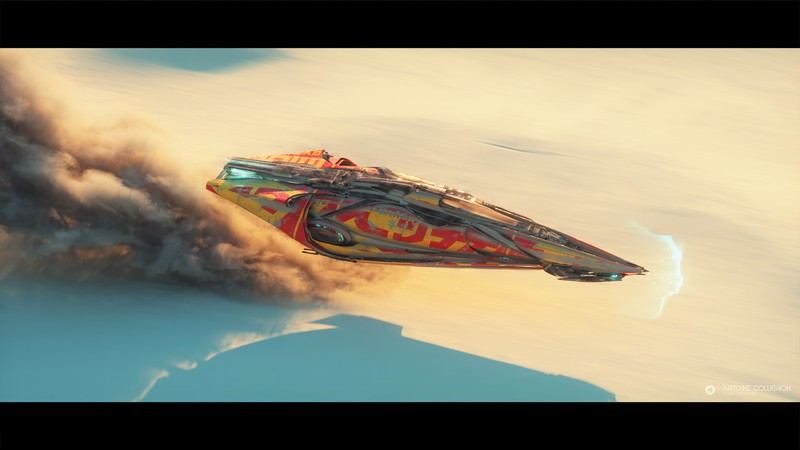 Antoine Collignon, futuristic, desert, aircraft, spaceship, Wipeout, Wipeout HD, goteki, feisar