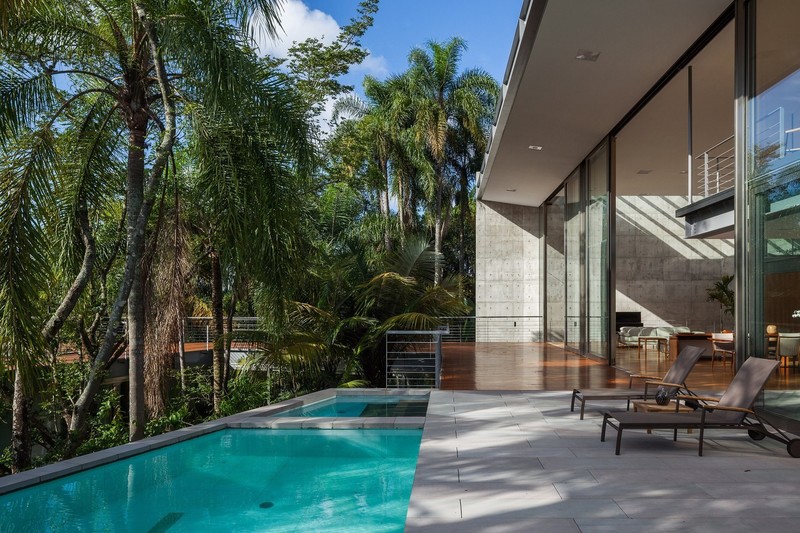 house, modern, swimming pool, palm trees