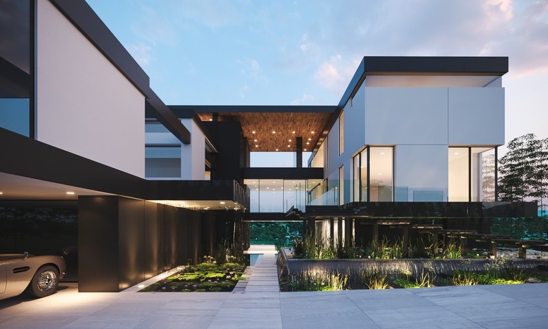 house, modern, architecture, lights