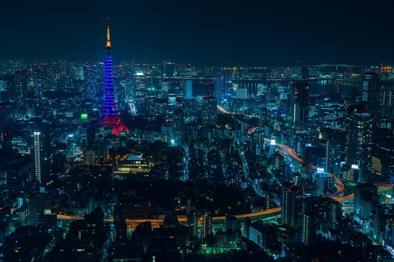 Japan, Tokyo, city, cityscape, night, city lights, tower, Tokyo Tower
