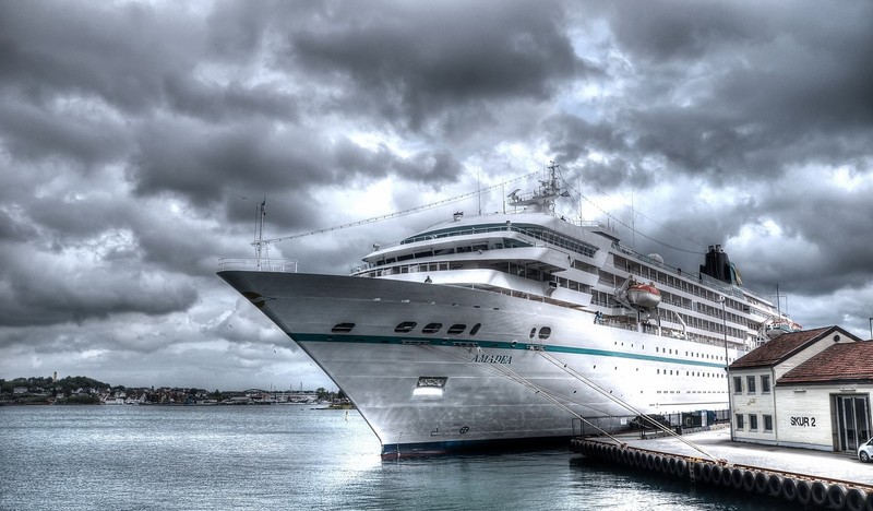 ship, vehicle, clouds, sky, water