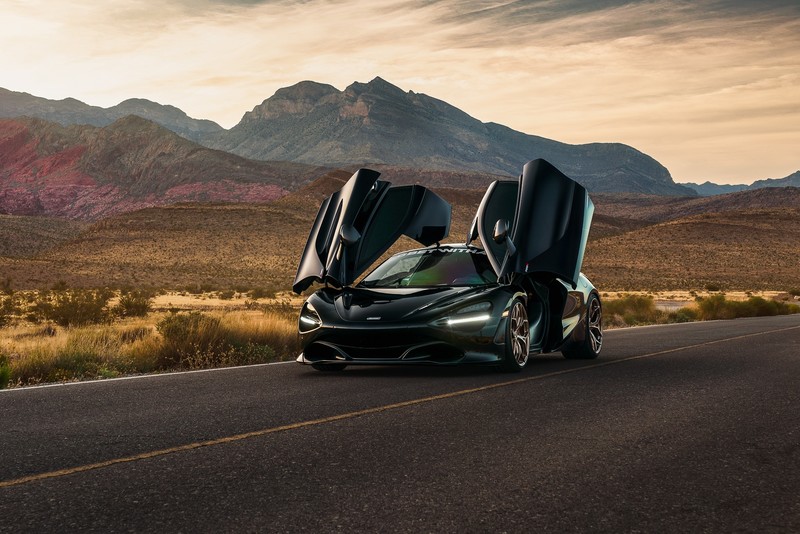 car, vehicle, road, asphalt, McLaren, black cars, McLaren 720S