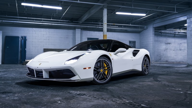 Ferrari, car, supercars, white cars, vehicle, Ferrari 488