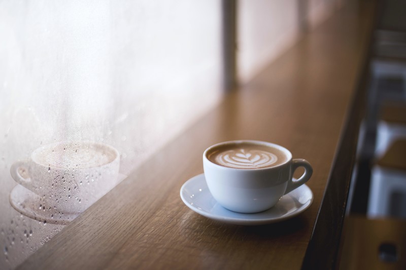 cafe, coffee, water drops, reflection
