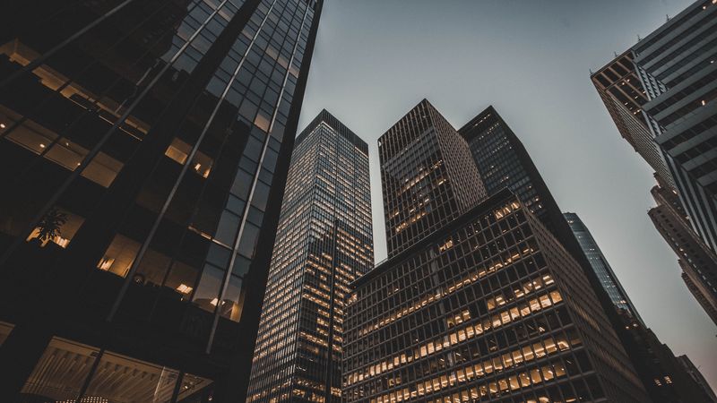 buildings, facade, skyscrapers, lights, 4k