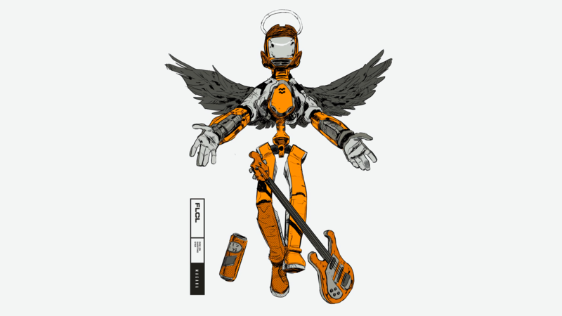 FLCL, robot, wings, bass guitars, Canti