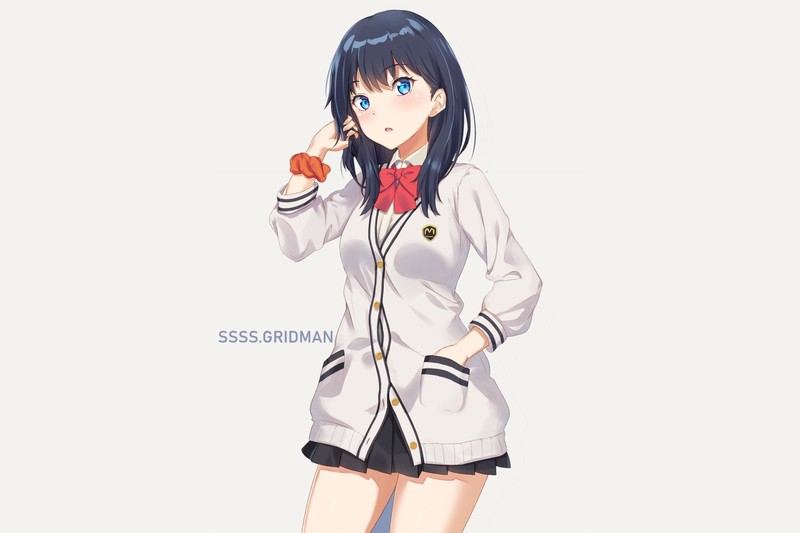 SSSS.GRIDMAN, Takarada Rikka, simple background, simple, anime, anime girls