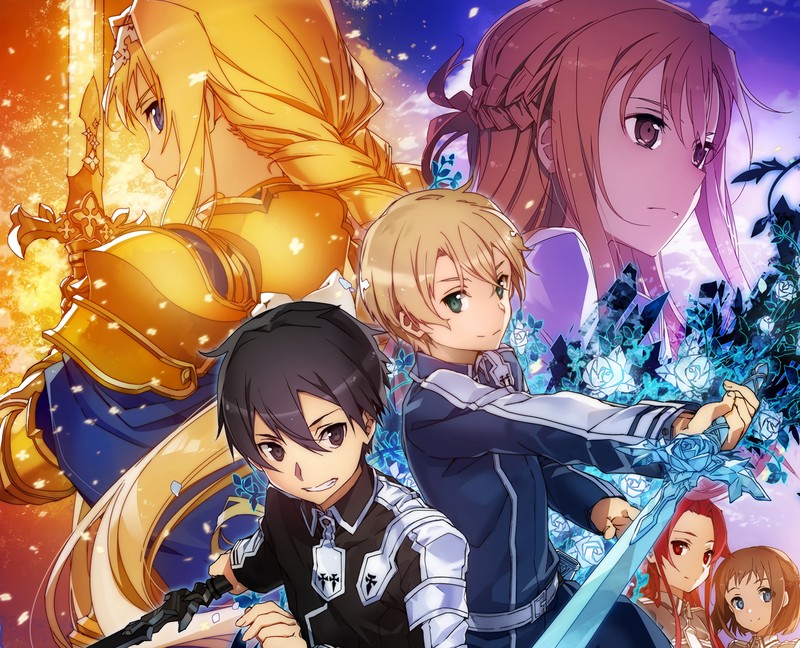 anime, Sword Art Online, Sword Art Online Alicization, Eugeo, Kirito (Sword Art Online), Kirigaya Kazuto, sword, Yuuki Asuna, Alice (Sword Art Online: Alicization), Alice Zuberg