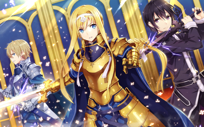 anime, Sword Art Online, Sword Art Online Alicization, Eugeo, Kirito (Sword Art Online), Kirigaya Kazuto, sword, Alice Zuberg, Alice (Sword Art Online: Alicization)