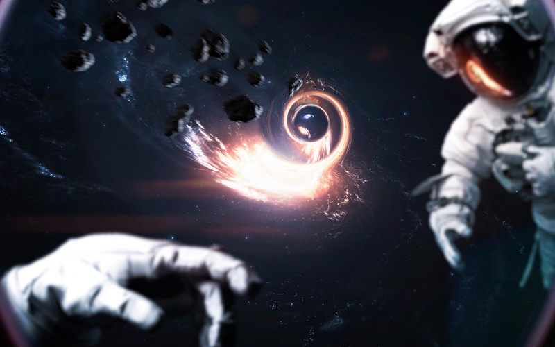 artwork, digital art, science fiction, astronaut, space, wormhole, wormholes, Vadim Sadovski