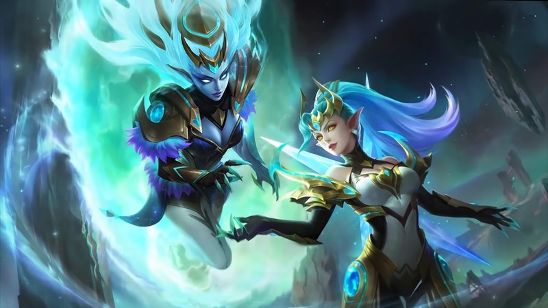 Mobile Legends, Gemini, Karina, Selena, cyan