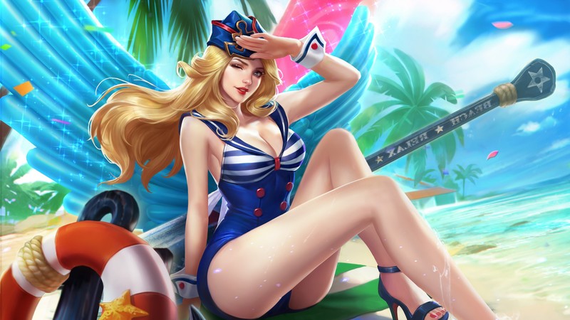 Mobile Legends, Freya, long hair, blonde, hat, fantasy girl, women