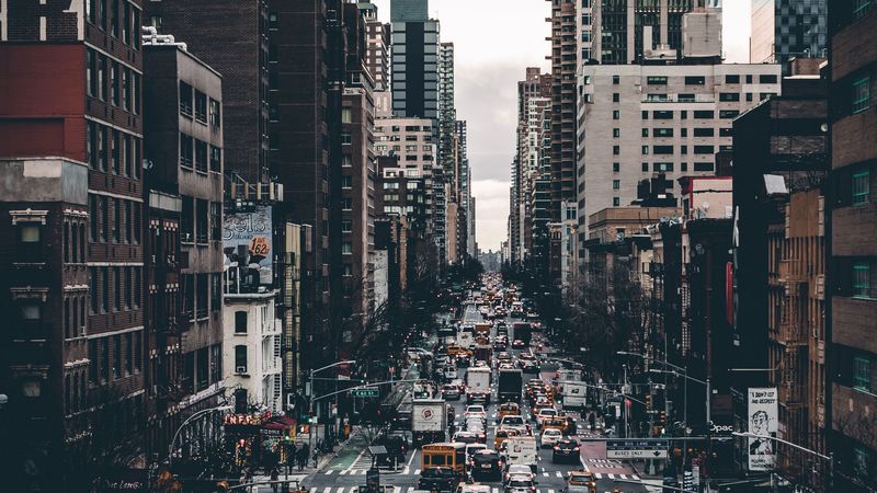 city, street, transport, traffic, buildings, 4k