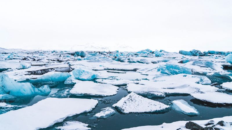 floe, ice, snow, white, iceland, 4k