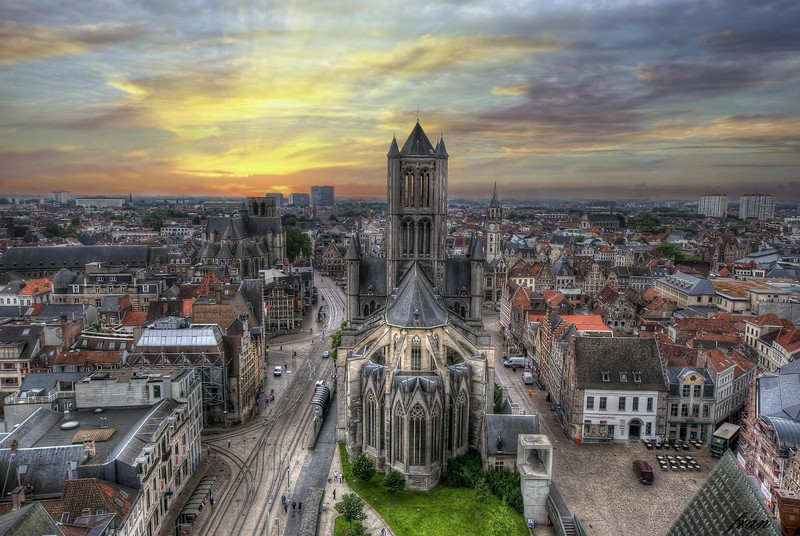 city, cityscape, sky, cathedral, HDR, Belgium, St. Nicolas Church, Ghent, Belgium