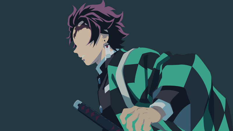 anime, anime boys, simple background, simple, sword, Kimetsu no Yaiba, Kamado Tanjirō