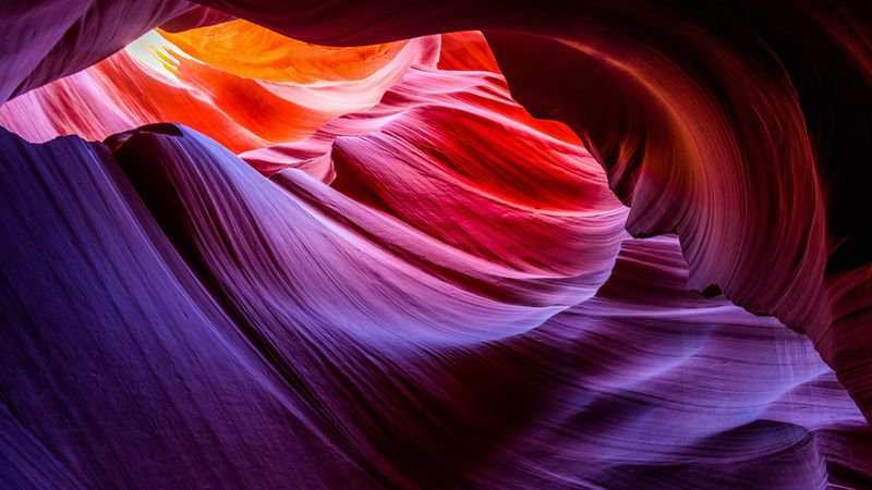 canyon, layers, crevices, sandy rocks, antelope canyon, arizona, 4k