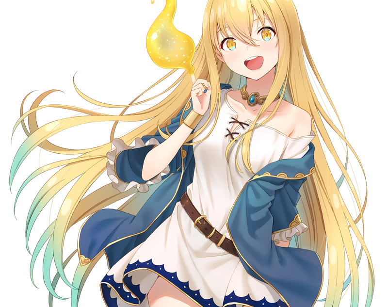 blonde, choker, dress, long hair, magic, yellow eyes