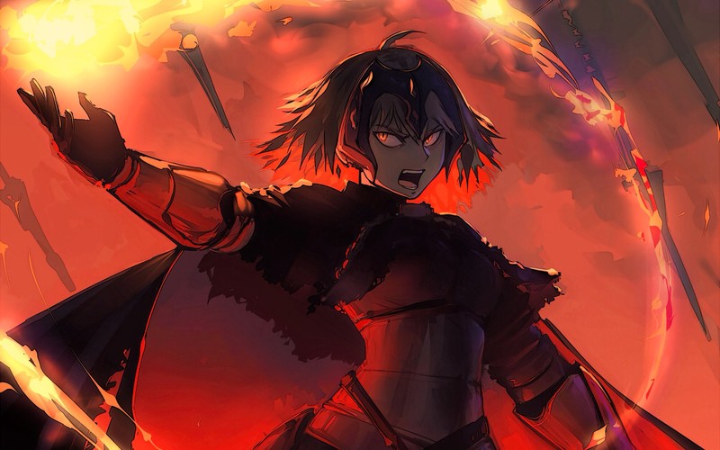 Jeanne (Alter) (Fate/Grand Order), Fate Series, Fate/Grand Order, Avenger (Fate/Grand Order), anime girls, Mobile Game, short hair, red eyes