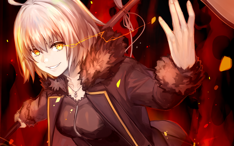 Jeanne (Alter) (Fate/Grand Order), Avenger (Fate/Grand Order), Fate Series, Fate/Grand Order, short hair, necklace, yellow eyes