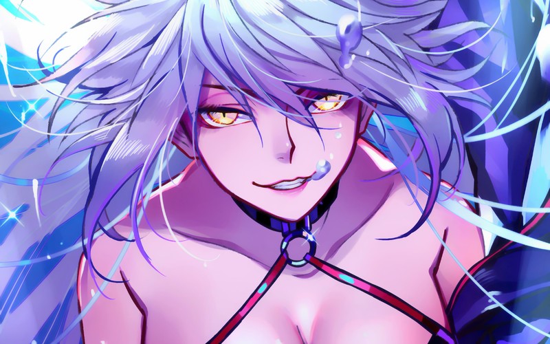 Jeanne (Alter) (Fate/Grand Order), Fate Series, Fate/Grand Order, Avenger (Fate/Grand Order), Berserker (Fate/Grand Order), yellow eyes, white hair, long hair, anime girls, underwater, bubble, Mobile Game