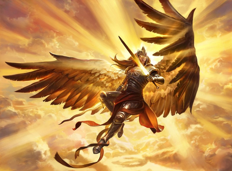 artwork, fantasy art, fantasy girl, wings, sword, armor, Paul Canavan
