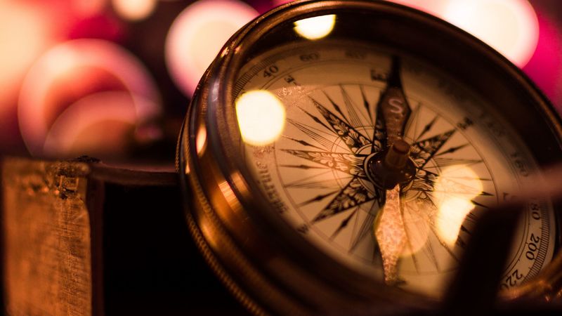 compass, glare, bokeh, journey, 4k