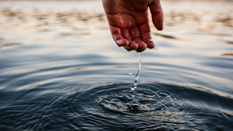 water, hand, touch, drops, ripples, 4k