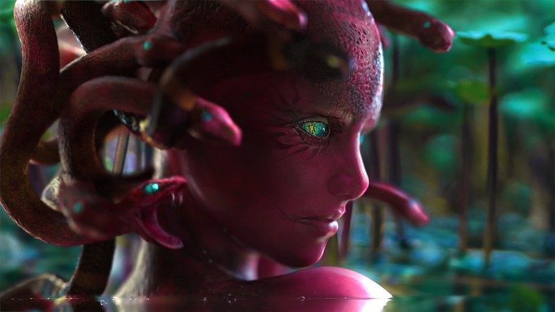 Medusa, fantasy girl, artwork, creature, fantasy art, serpent