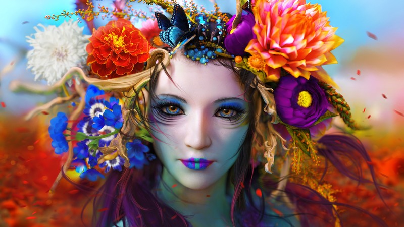 colorful, face, fantasy art, artwork, fantasy girl