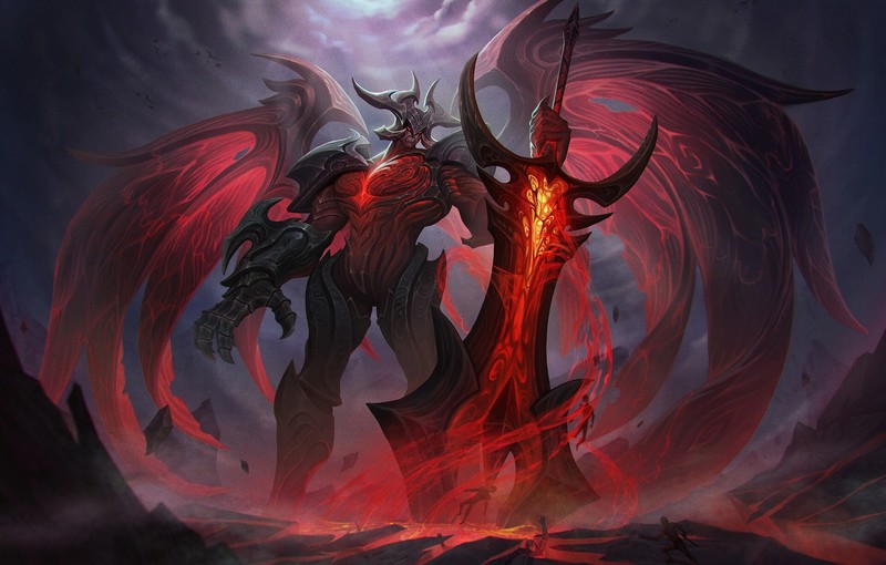 demon, creature, artwork, fantasy art, Aatrox, League of Legends