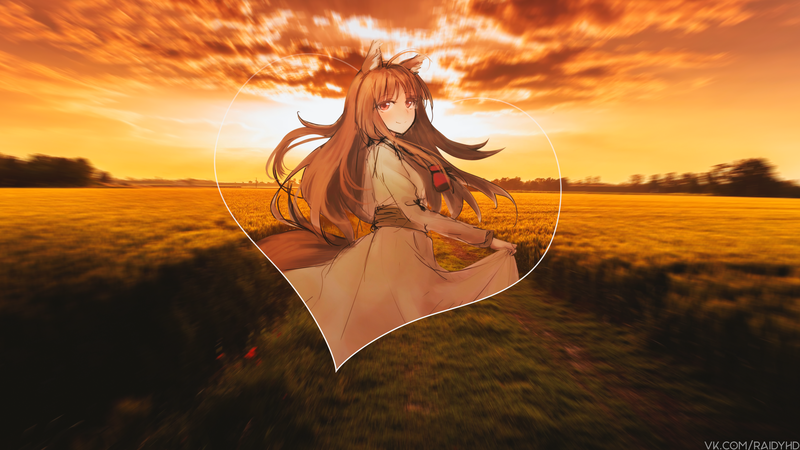 anime, anime girls, picture-in-picture, Spice and Wolf, Holo (Spice and Wolf)