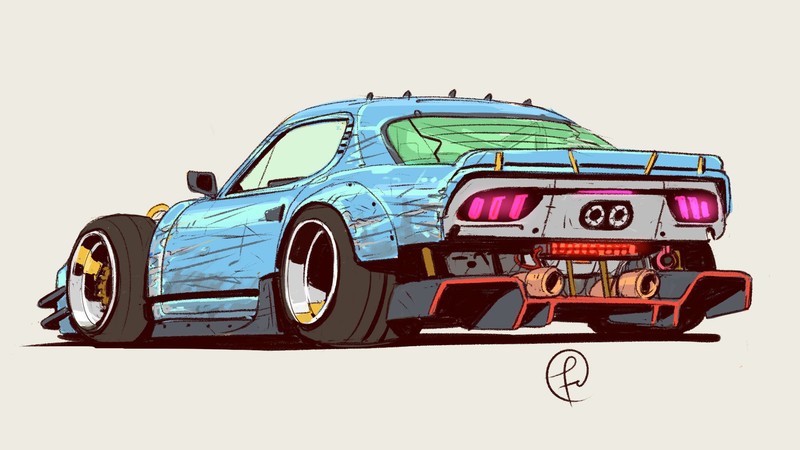simple background, car, vehicle, blue cars, artwork