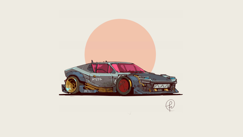 DeTomaso Pantera, simple background, car, pop-up headlights, De Tomaso