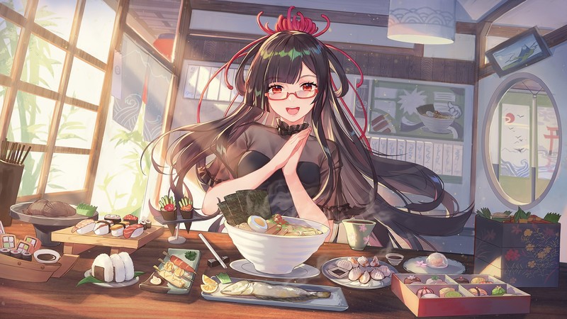 Onmyouji, anime girls, anime, fan art, long hair, red eyes, artwork, drawing, digital art, illustration, 2D, Atdan