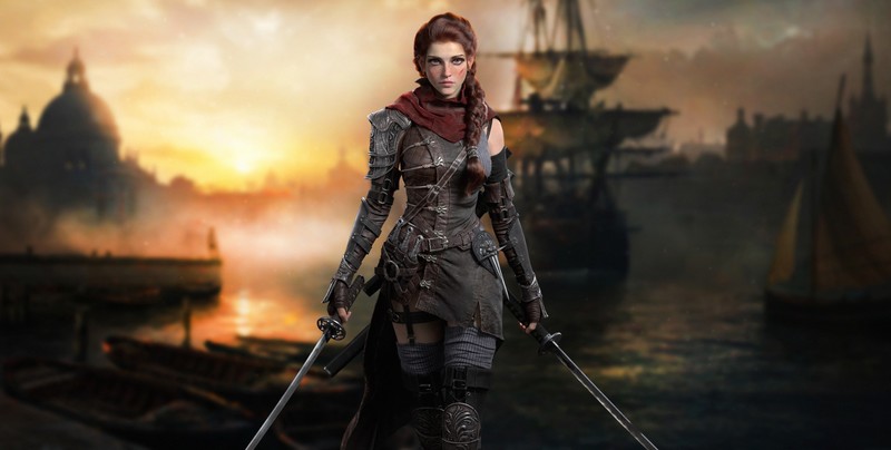 fantasy girl, pirates, fantasy art, sword
