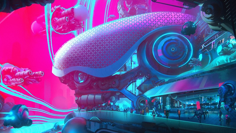 science fiction, building, digital art, futuristic, artwork