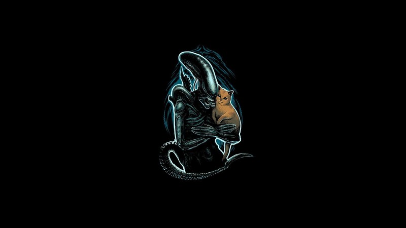 cats, aliens, minimalism, Xenomorph, creature, artwork