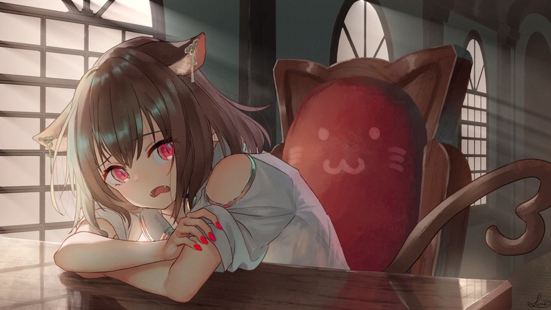 anime, anime girls, digital art, artwork, portrait, 2D, kitsunemimi, cat girl, animal ears