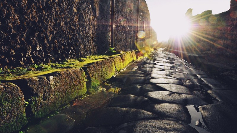 Pompeii, street, Campania, Italy, Sun, sun rays