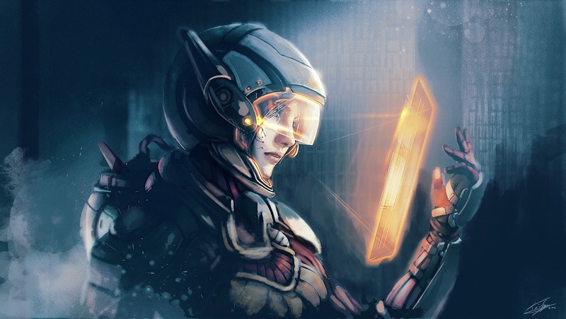 artwork, fantasy art, digital art, astronaut, futuristic, women