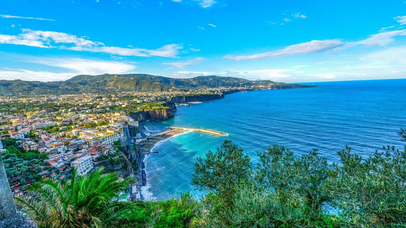 Amalfi, Campania, sky, Italy, landscape, Naples, trees, city, bay