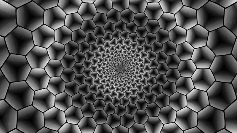 hexagons, immersion, bw, monochrome, 4k