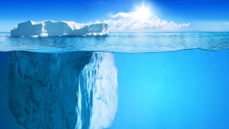 iceberg, horizon, under water, sun, rays, 4k